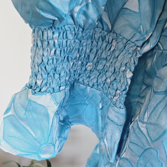 🏷️Tuckernuck Pomander Place Blue Daisy Jacquard Kenzo Tiered Dress XXXL - Picture 9 of 12